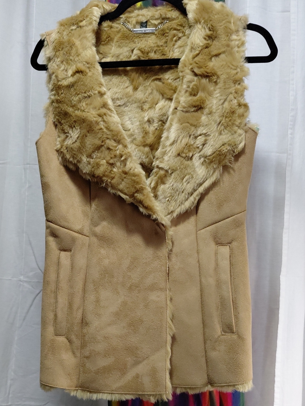 White House Black Market -Faux Fur Collar Tan Vest Coat - Women